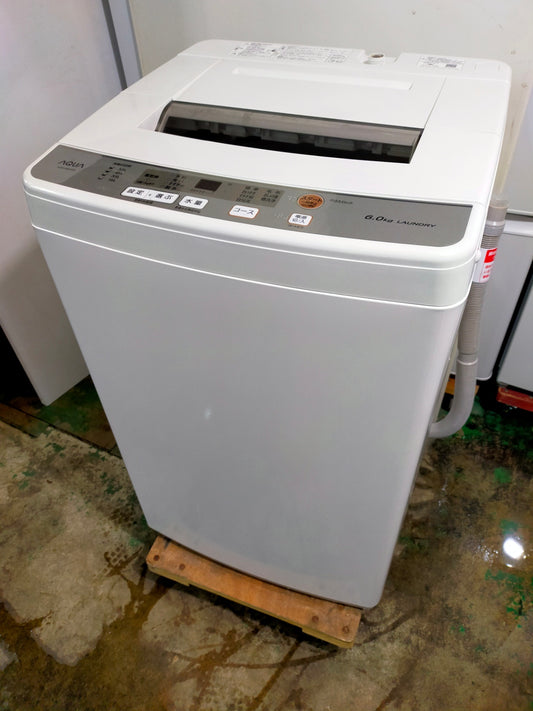 【深草店】洗濯機 アクア AQW-S60H-W 6.0kg 2020年製